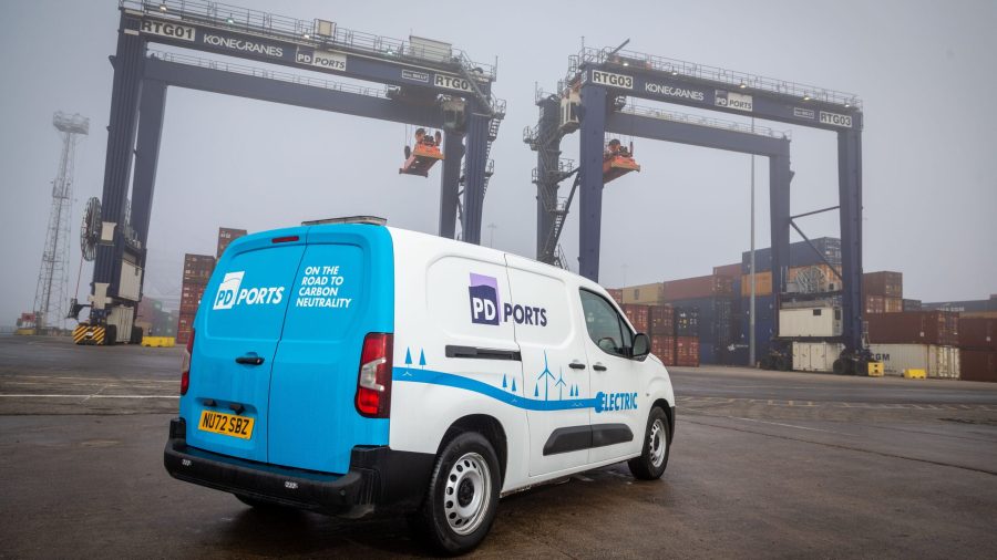 PD Ports’ sustainability agenda receives another boost with delivery of first fully electric vehicle at Tees Dock